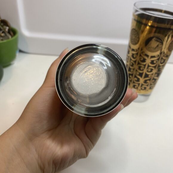 Set of 2 1965 Libbey Rock of Gibraltar Prudential Highball Glasses Gold & Black - Picture 7 of 9